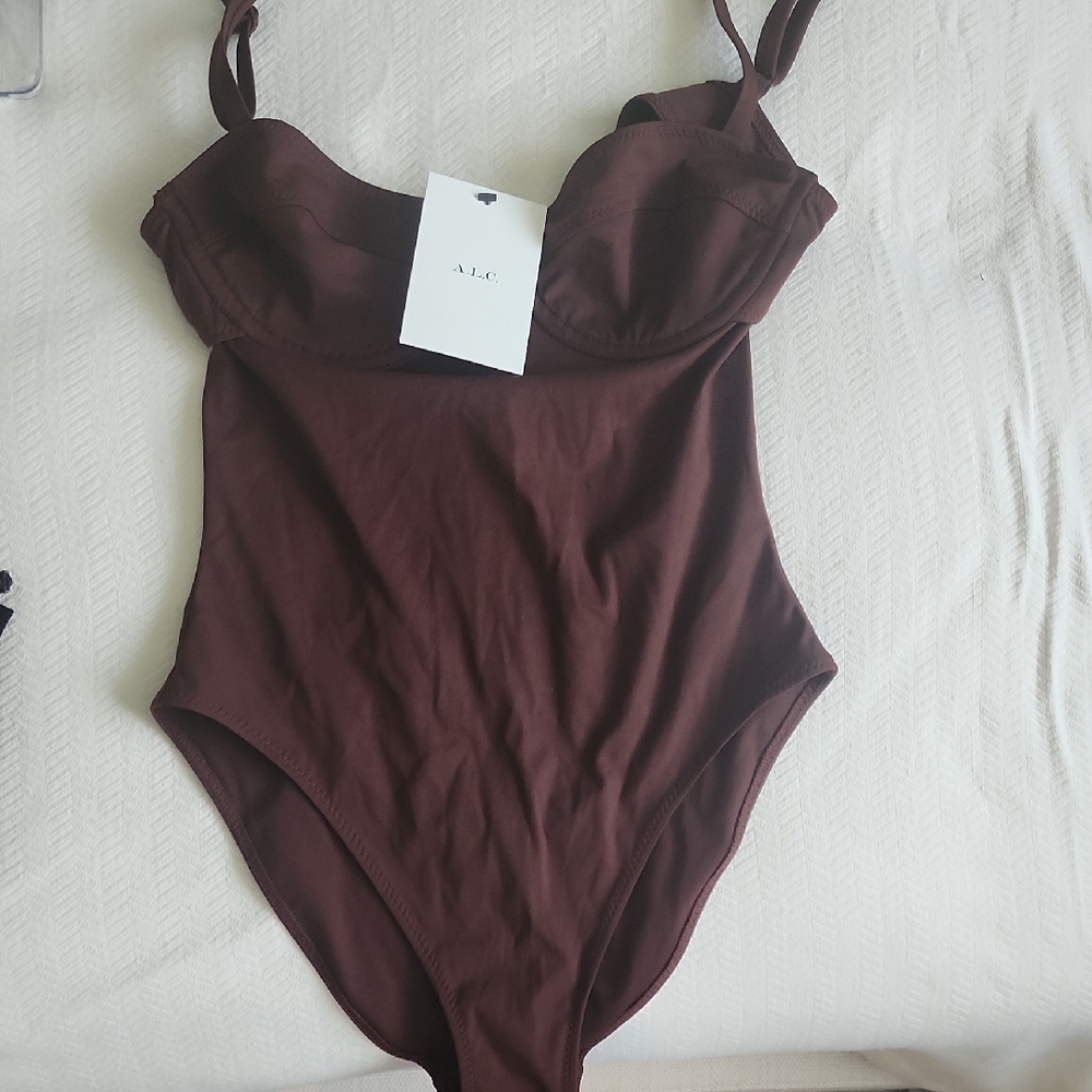 ALC Brown One Piece Swimsuit with Scoop Neckline